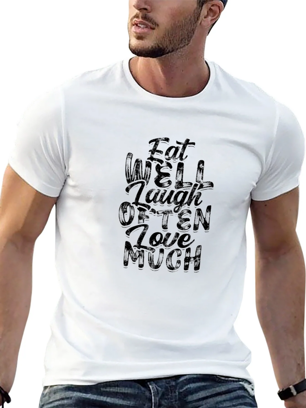 Eat Well Laugh Often Love Much Black T-Shirt product image 11