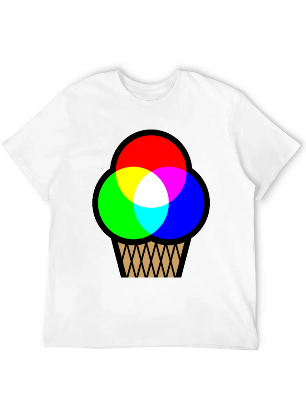 RGB Ice Cream Cone Graphic T-Shirt - Black Cotton Blend product image 7