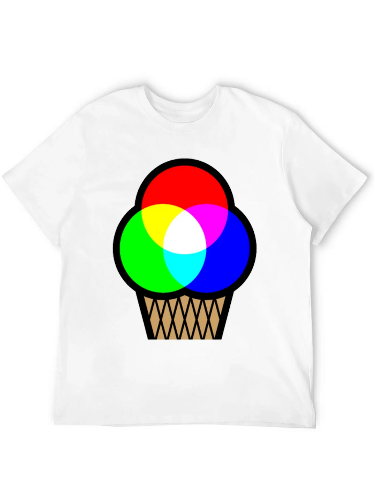 RGB Ice Cream Cone Graphic T-Shirt - Black Cotton Blend product image 7