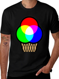 RGB Ice Cream Cone Graphic T-Shirt - Black Cotton Blend product image 1