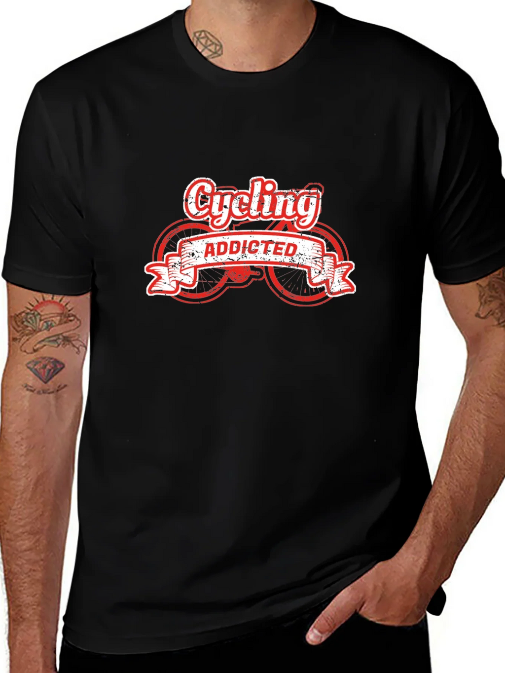 Cycling Addicted Black T-Shirt product image 1