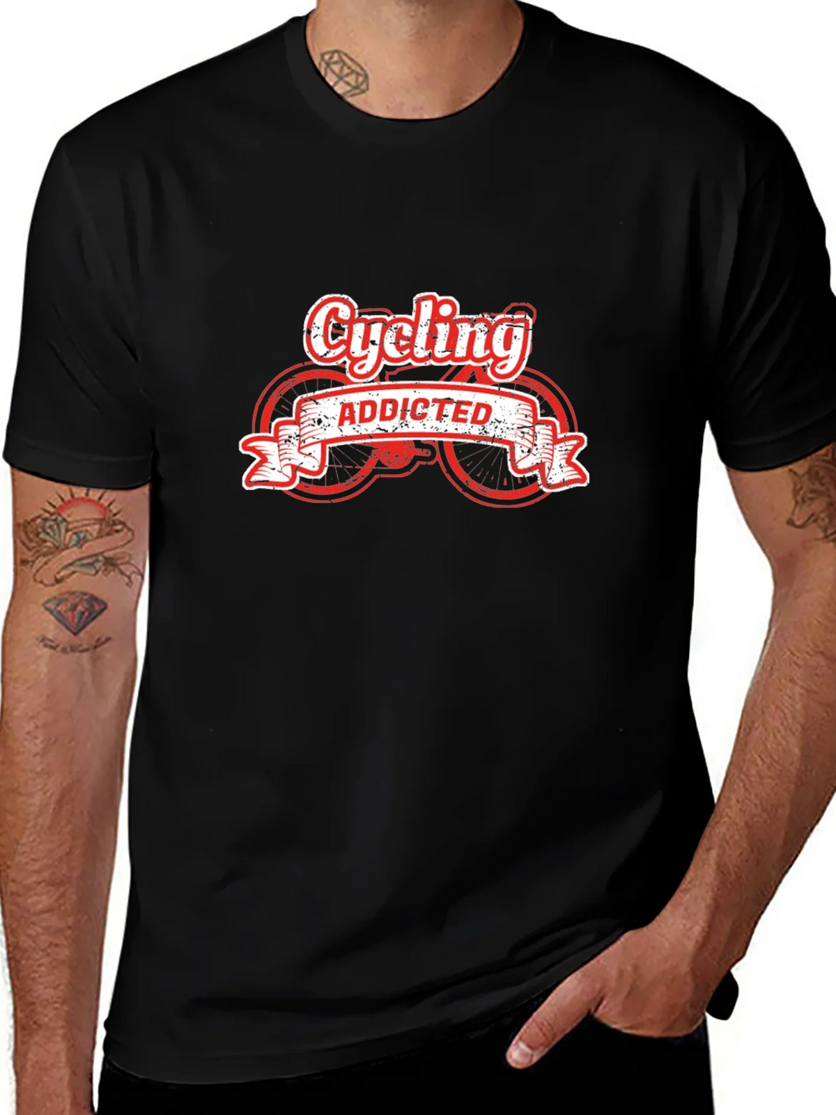 Cycling Addicted Black T-Shirt product image 1