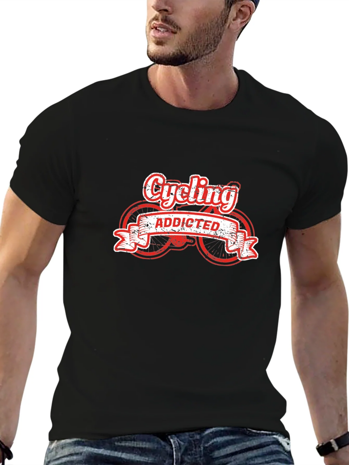 Cycling Addicted Black T-Shirt product image 6