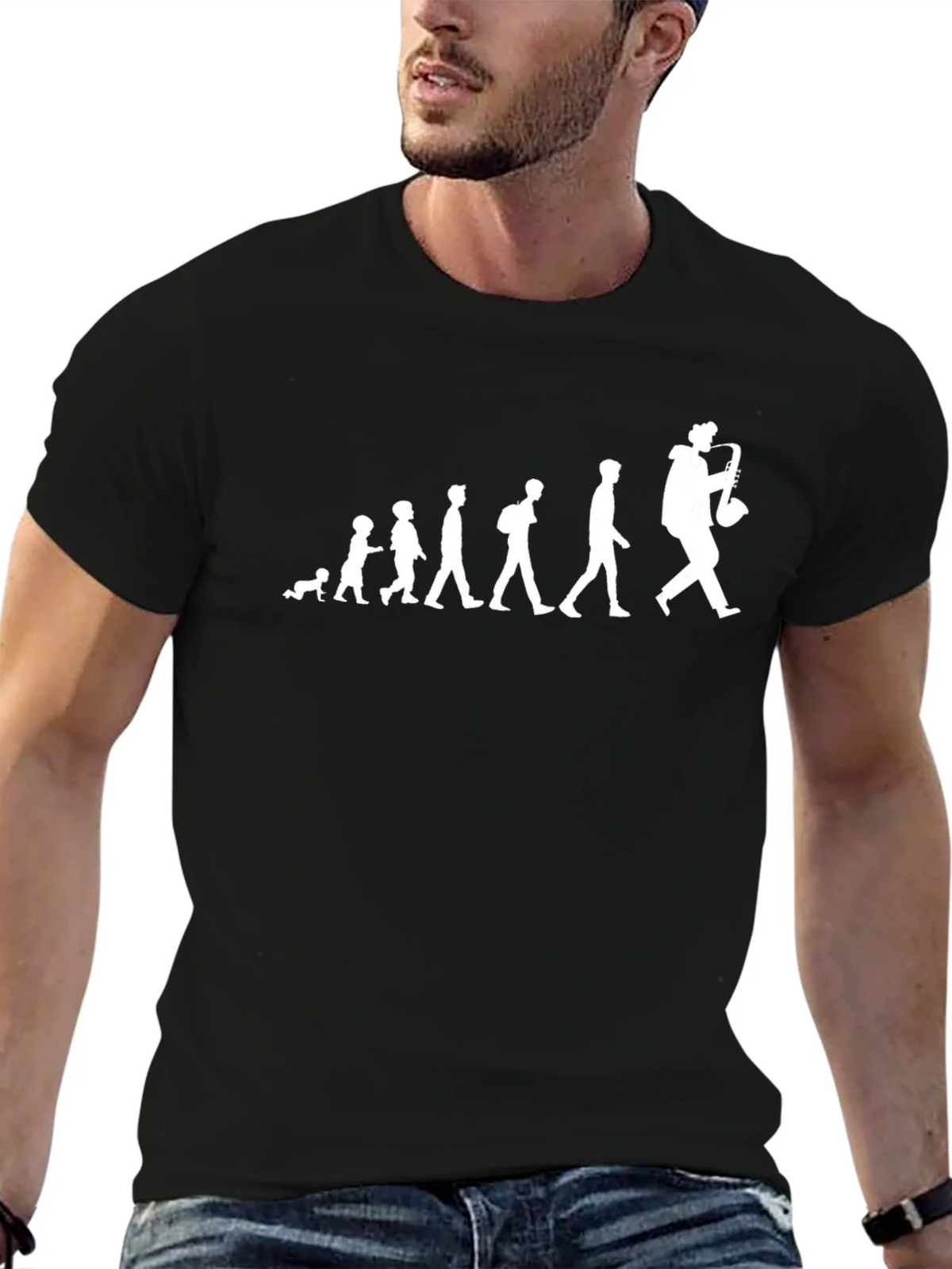 Saxophone Player Evolution T-Shirt - Black product image 6
