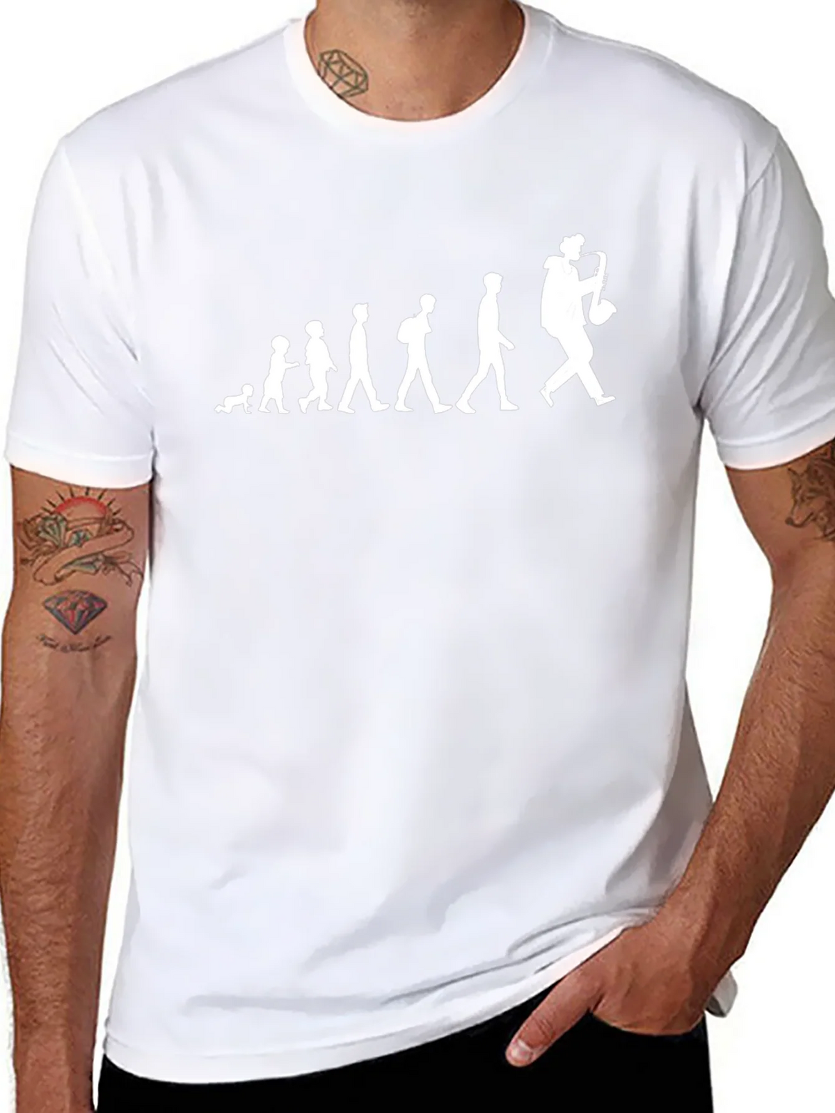 Saxophone Player Evolution T-Shirt - Black product image 7