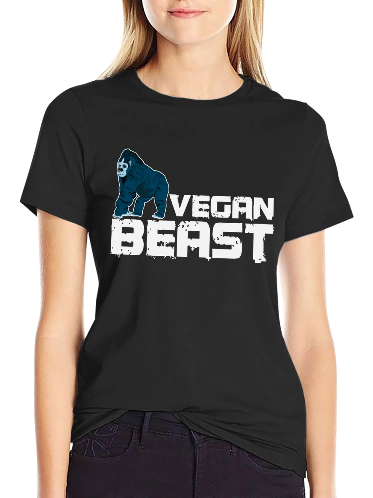 Vegan Beast T-Shirt - Gorilla Design Black product image 2