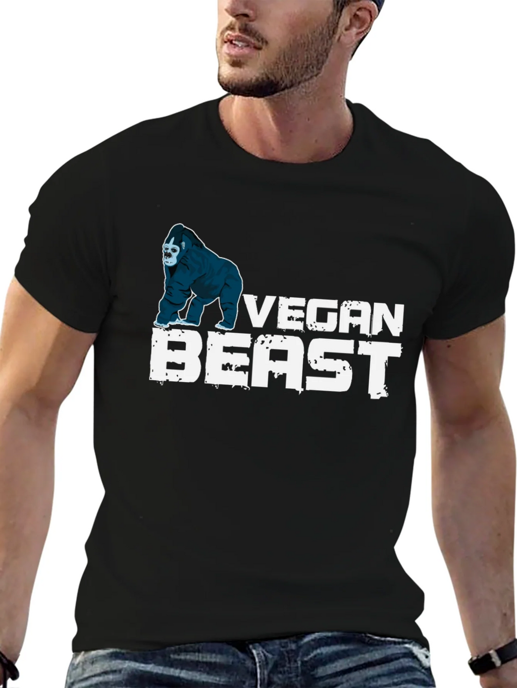 Vegan Beast T-Shirt - Gorilla Design Black product image 6