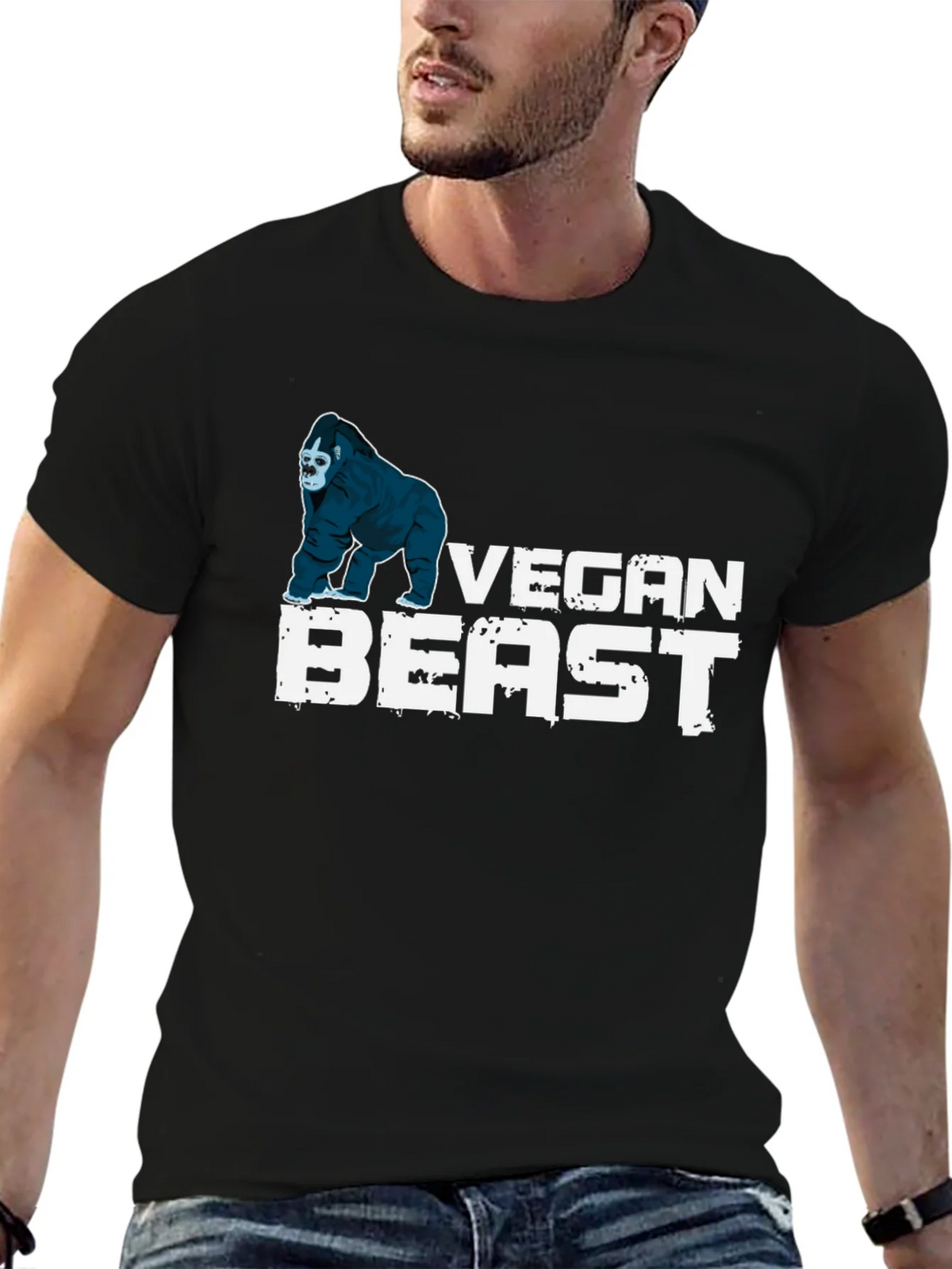 Vegan Beast T-Shirt - Gorilla Design Black product image 6
