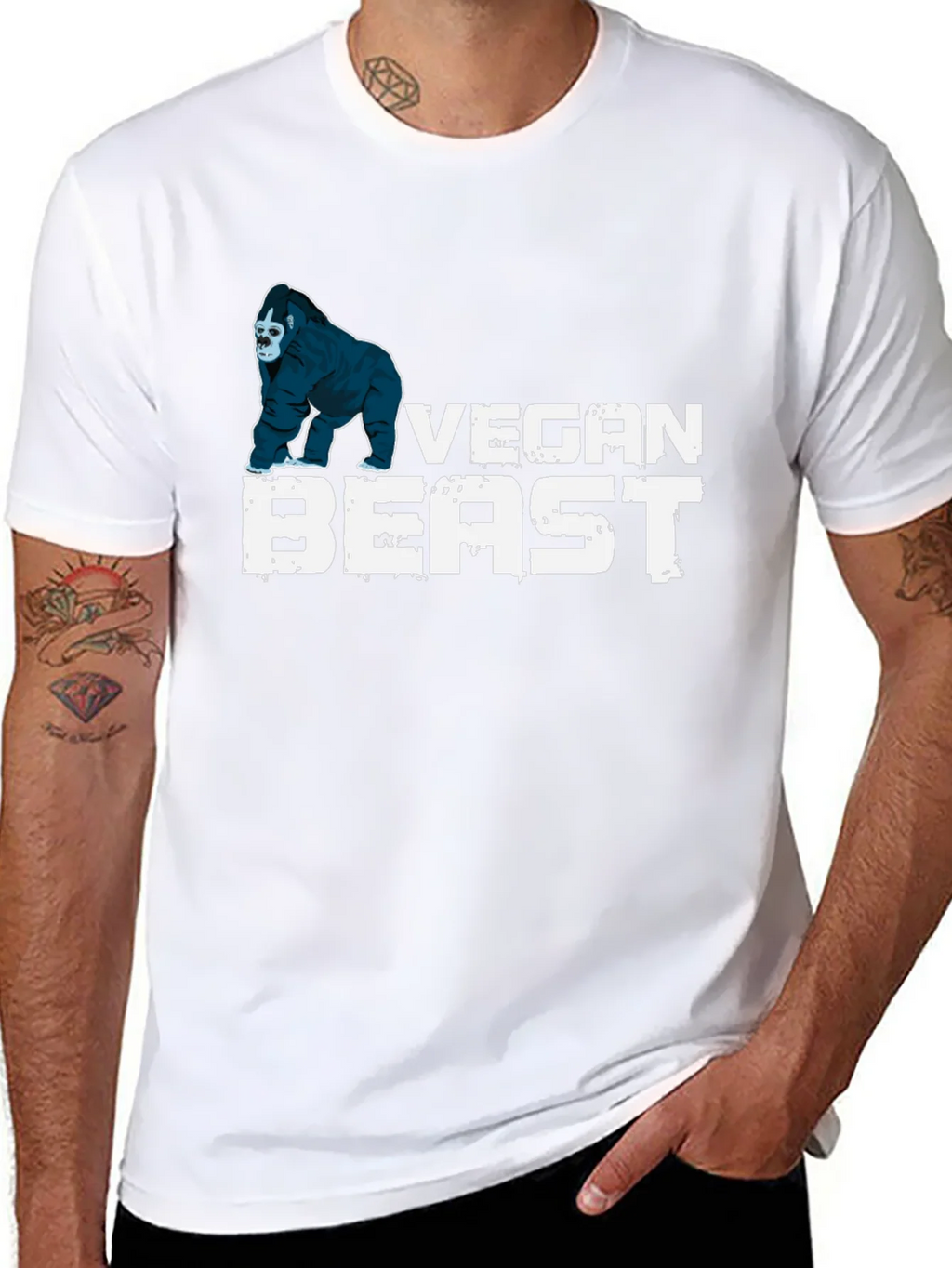 Vegan Beast T-Shirt - Gorilla Design Black product image 7