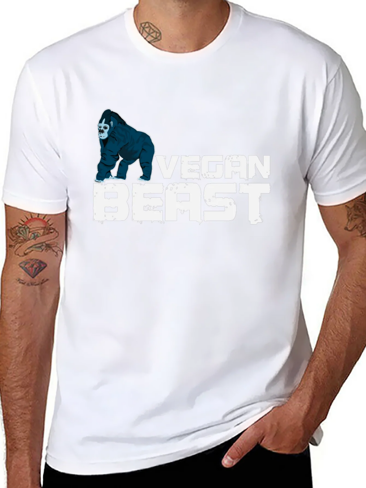 Vegan Beast T-Shirt - Gorilla Design Black product image 7