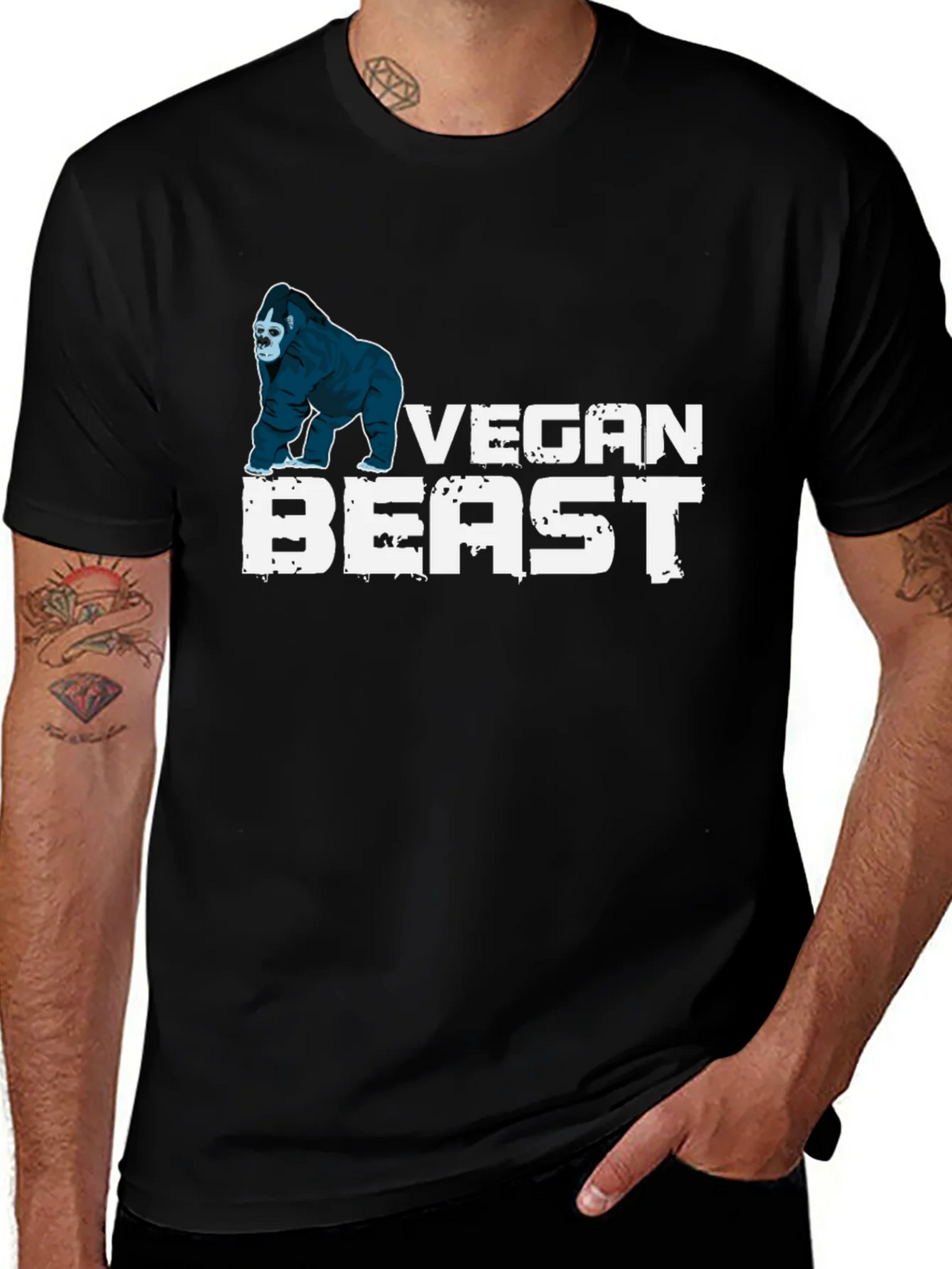 Vegan Beast T-Shirt - Gorilla Design Black product image 1