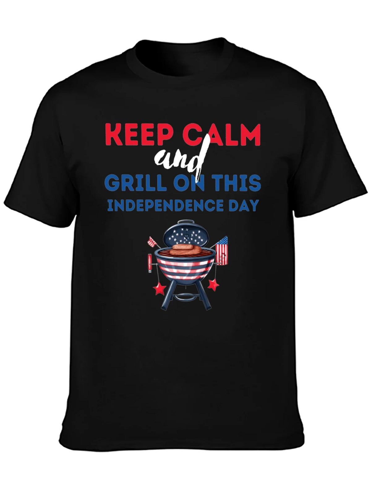 Keep Calm Grill On Independence Day T-Shirt product image 3
