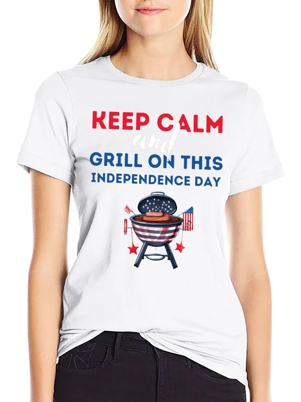 Keep Calm Grill On Independence Day T-Shirt product image 8