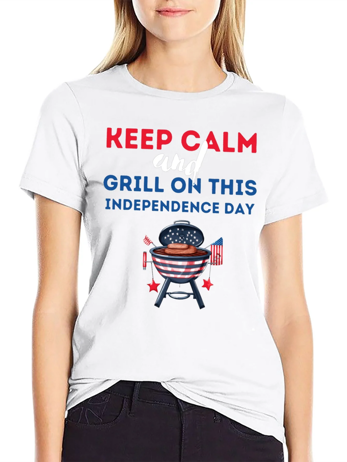Keep Calm Grill On Independence Day T-Shirt product image 8
