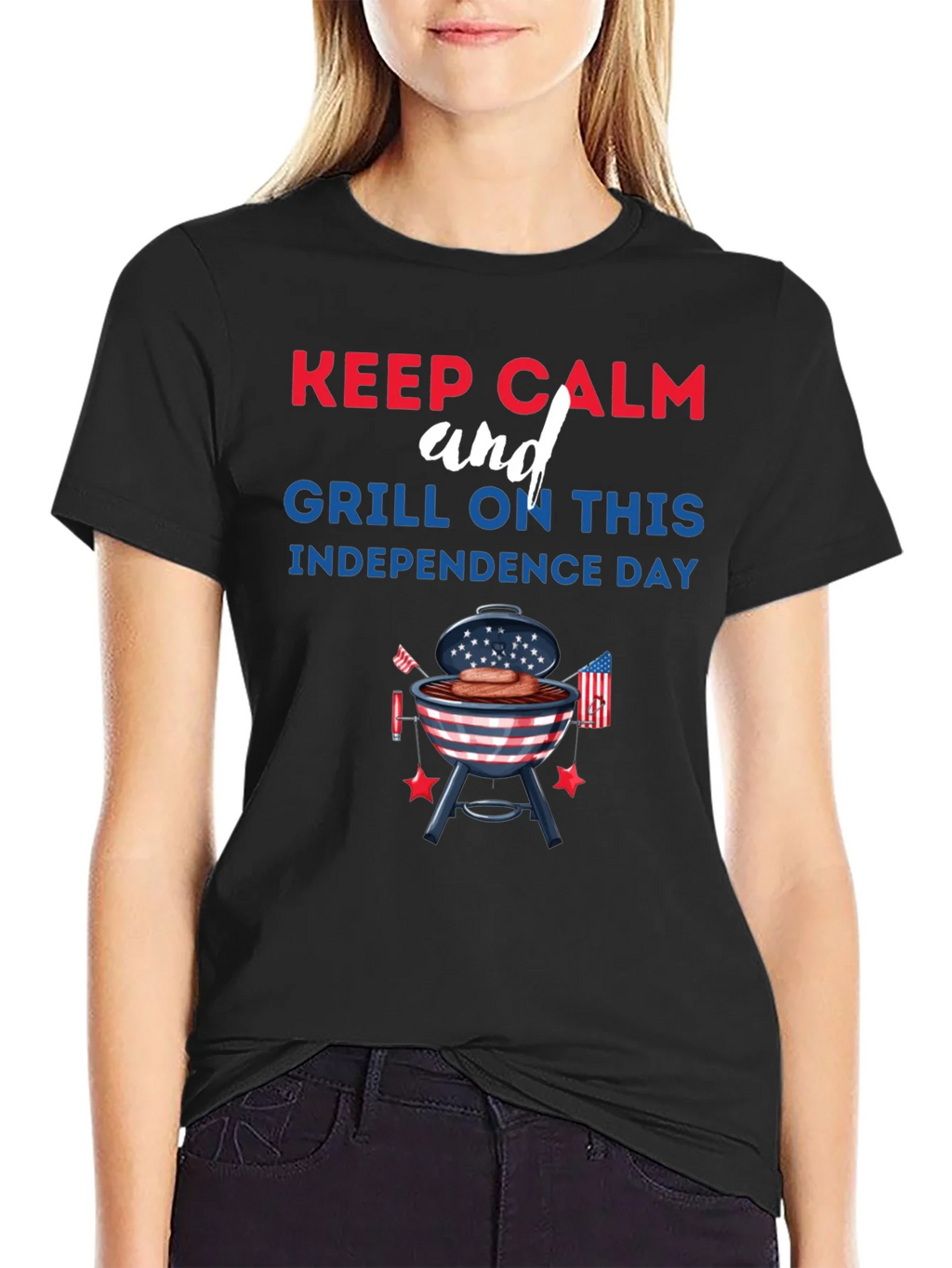 Keep Calm Grill On Independence Day T-Shirt product image 2