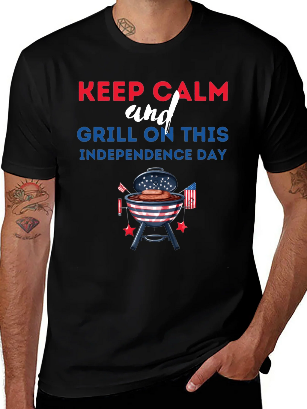 Keep Calm Grill On Independence Day T-Shirt product image 1