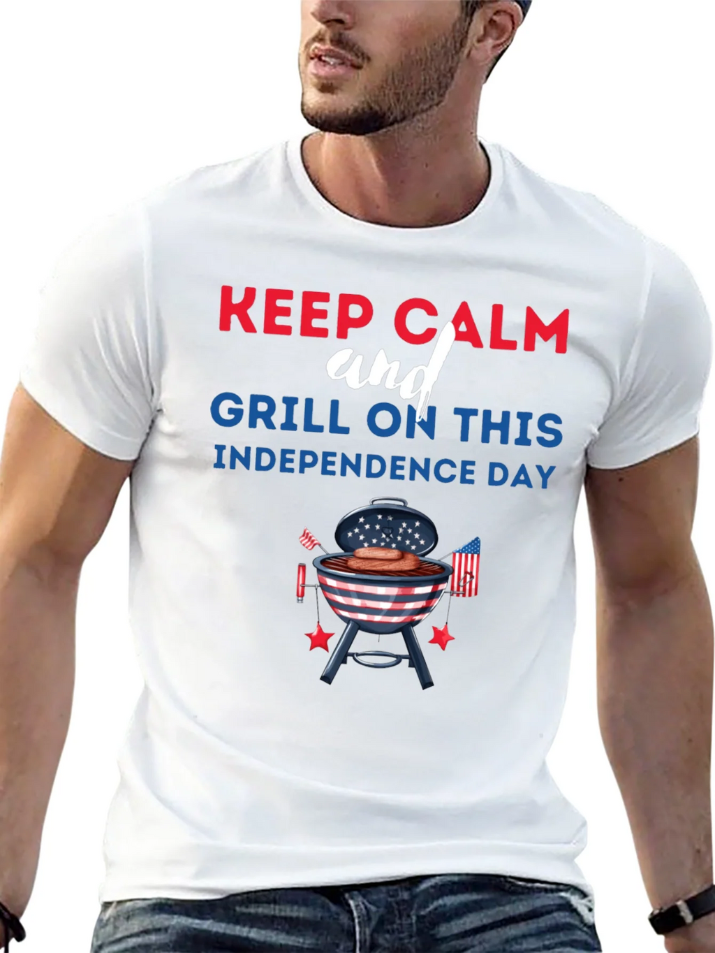 Keep Calm Grill On Independence Day T-Shirt product image 11