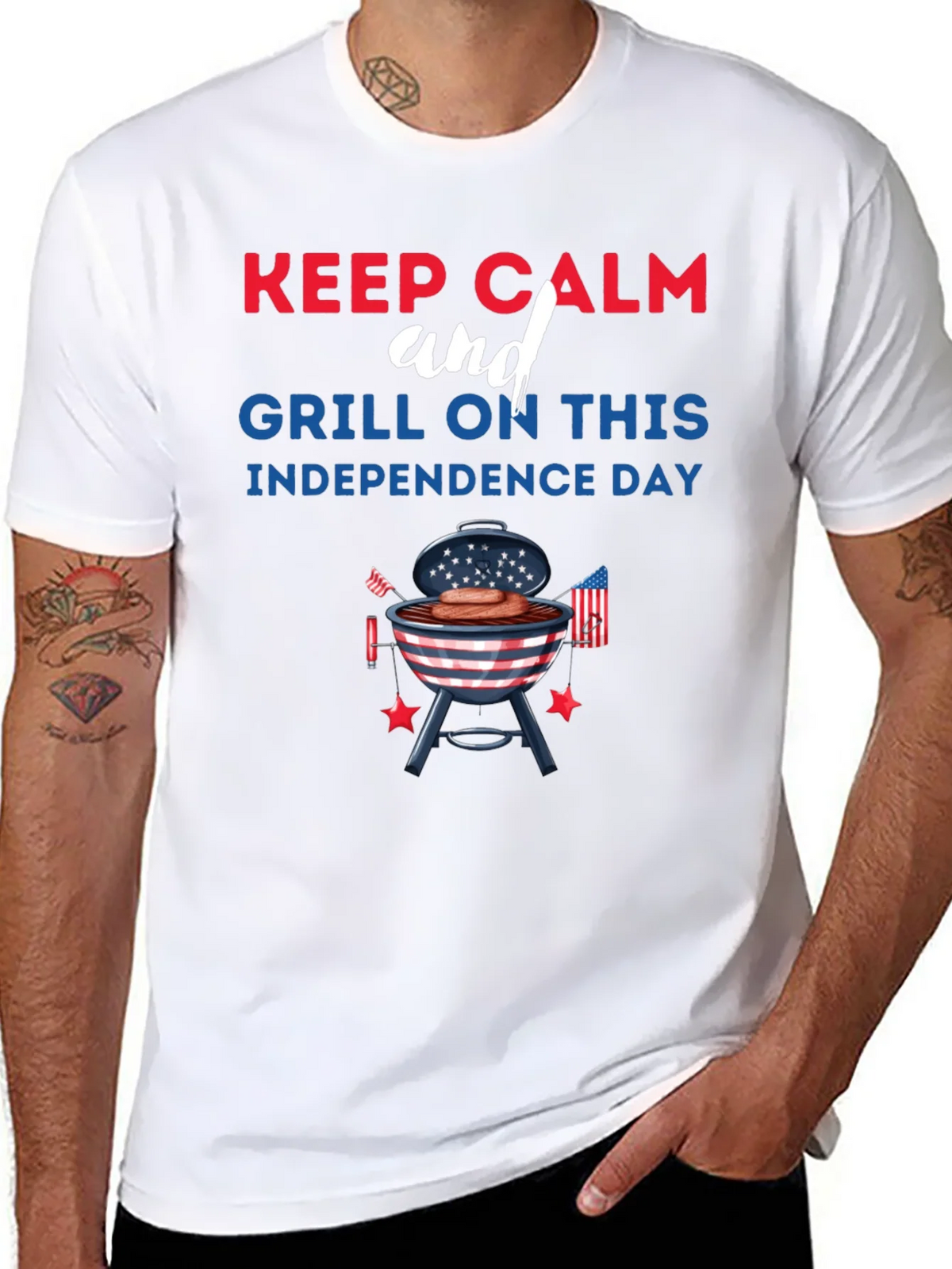 Keep Calm Grill On Independence Day T-Shirt product image 7