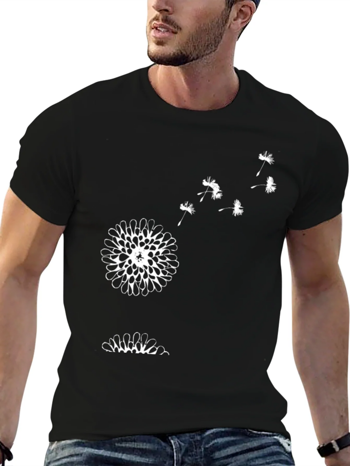 Mens Black Dandelion Graphic Tee product image 6