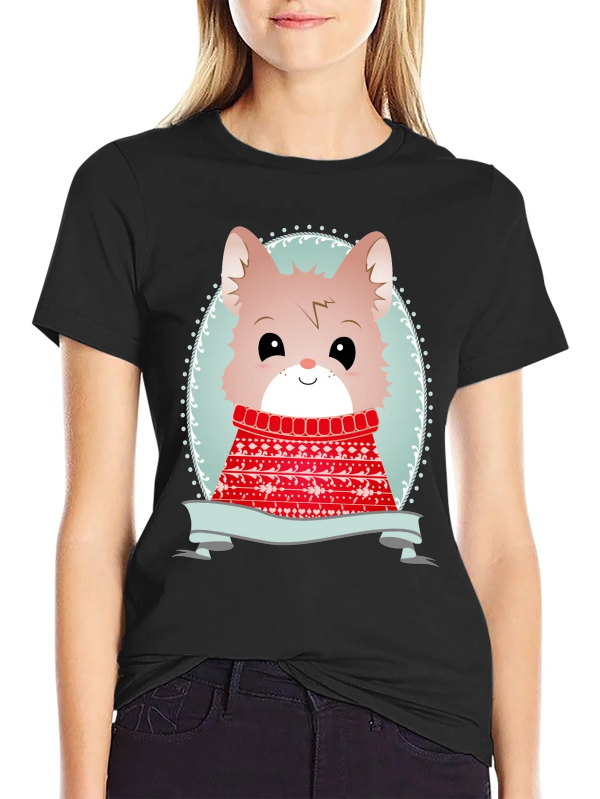 Cute Cartoon Animal Sweater Christmas Tee product image 2