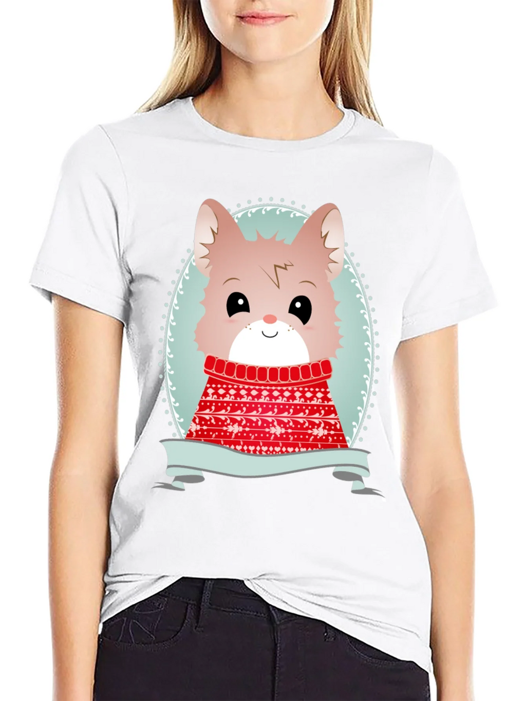 Cute Cartoon Animal Sweater Christmas Tee product image 8