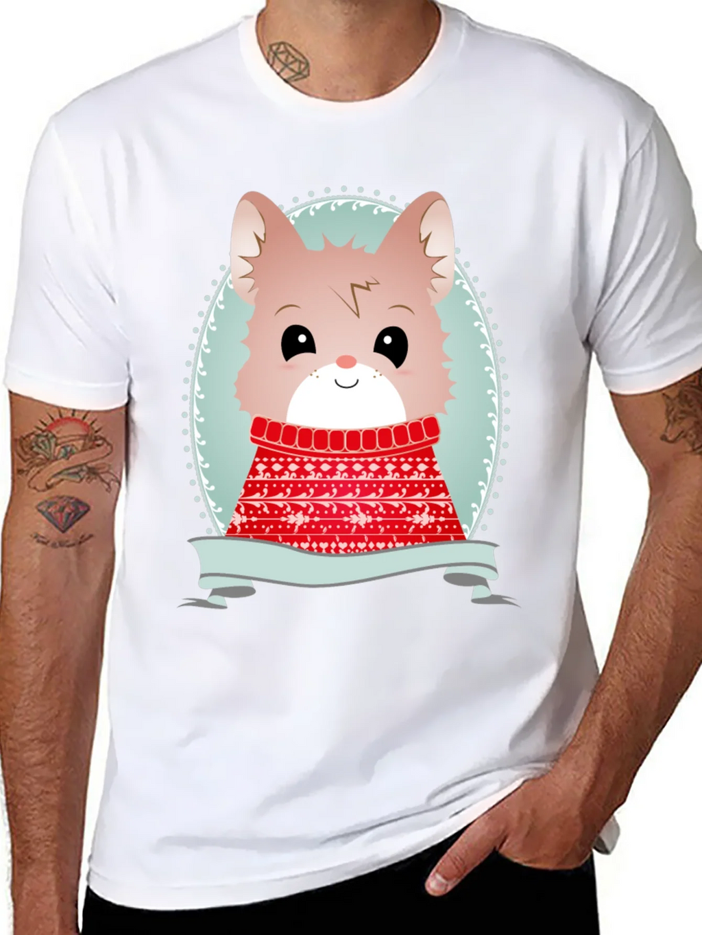 Cute Cartoon Animal Sweater Christmas Tee product image 7