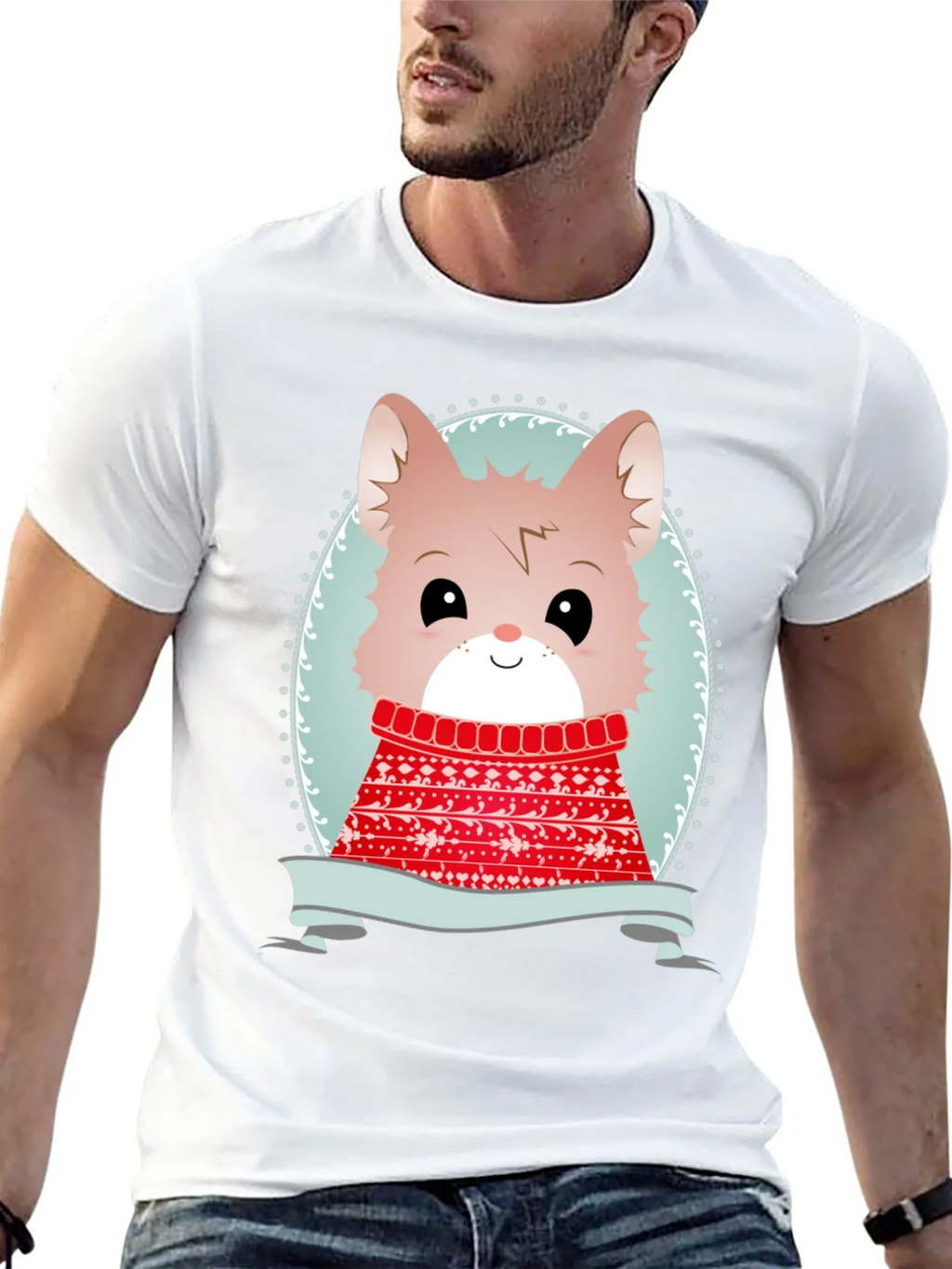 Cute Cartoon Animal Sweater Christmas Tee product image 12