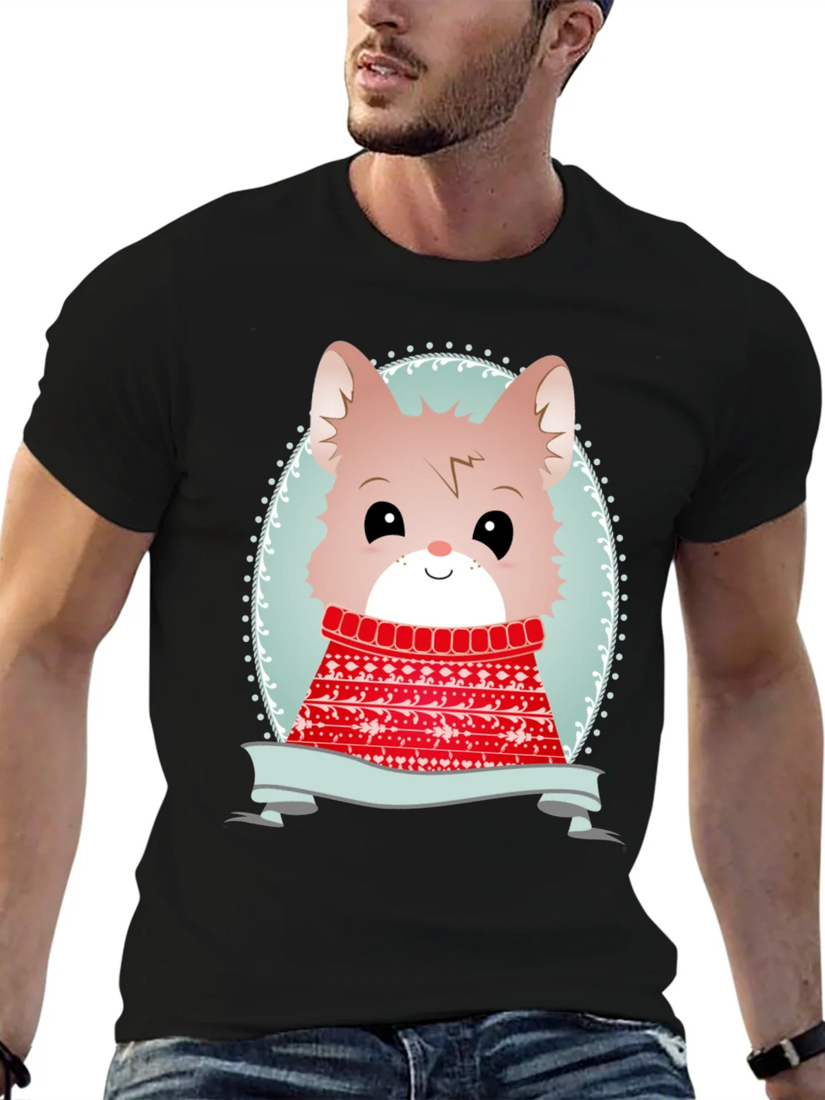 Cute Cartoon Animal Sweater Christmas Tee product image 6