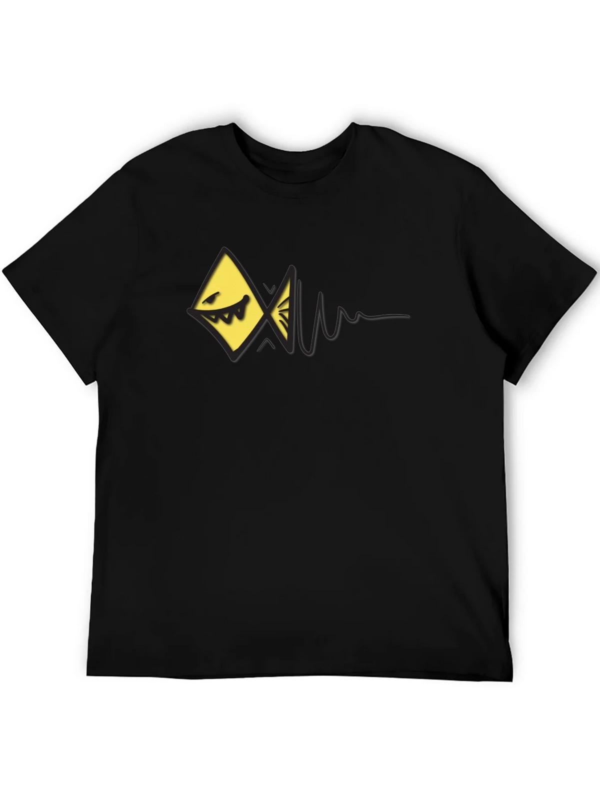 Edgy Geometric Fish Graphic Black T-Shirt product image 5