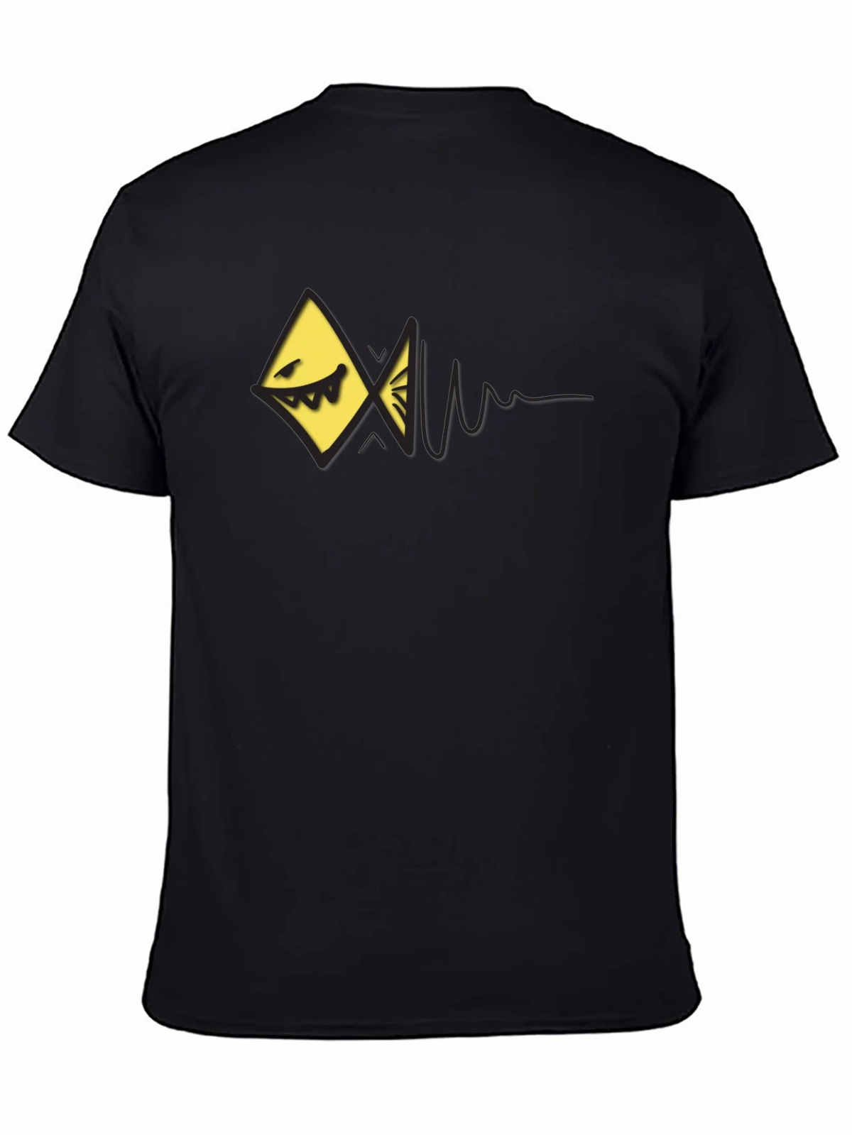 Edgy Geometric Fish Graphic Black T-Shirt product image 4