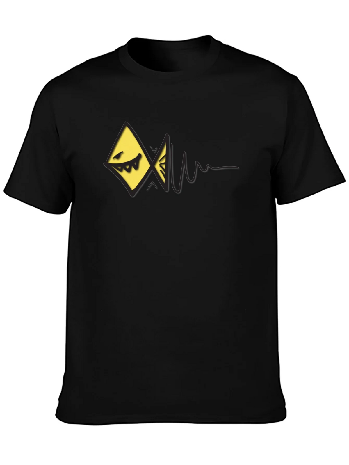 Edgy Geometric Fish Graphic Black T-Shirt product image 3