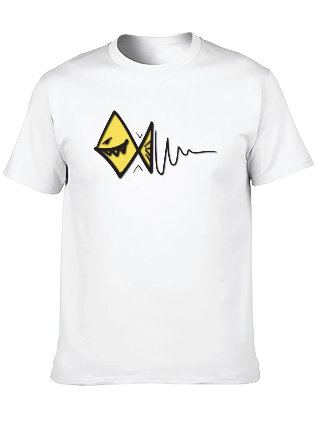 Edgy Geometric Fish Graphic Black T-Shirt product image 9