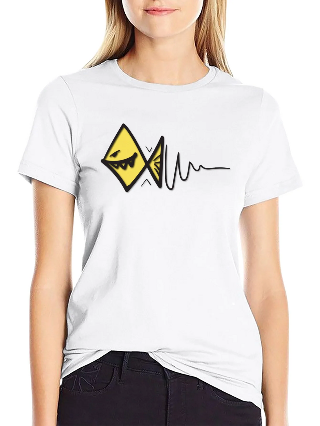 Edgy Geometric Fish Graphic Black T-Shirt product image 8