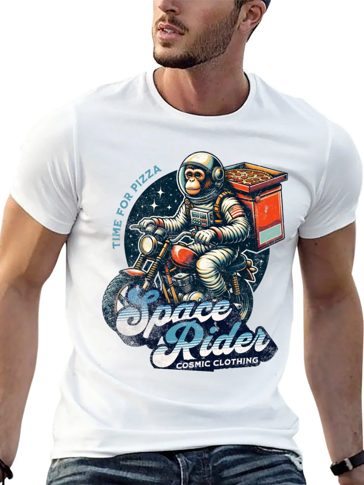 Space Rider Pizza T-Shirt product image 10