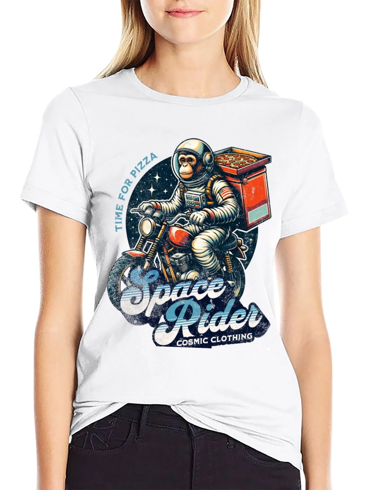 Space Rider Pizza T-Shirt product image 6