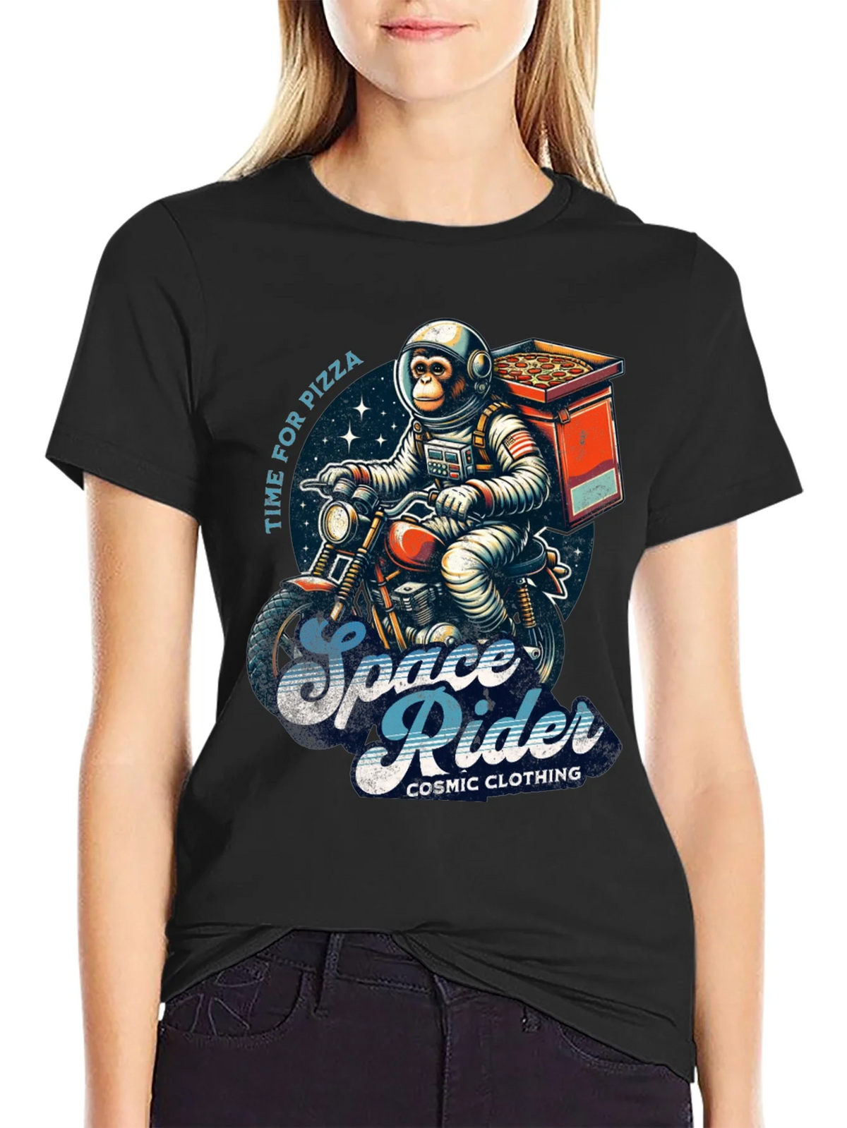 Space Rider Pizza T-Shirt product image 2