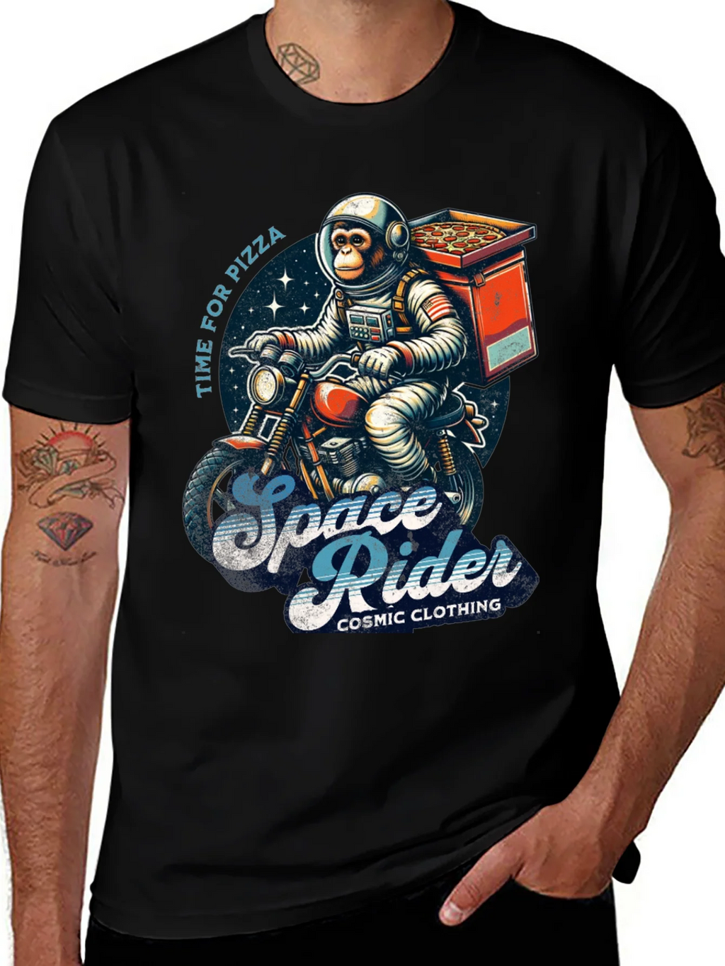 Space Rider Pizza T-Shirt product image 1