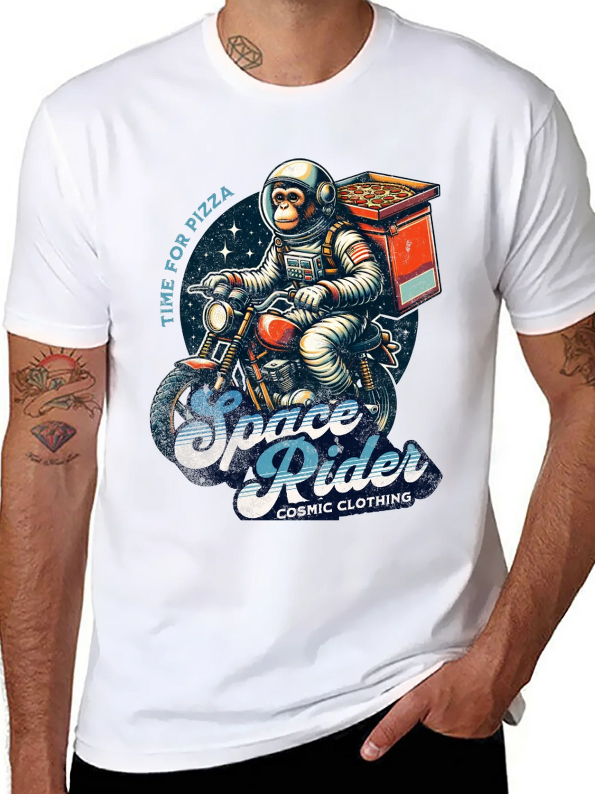 Space Rider Pizza T-Shirt product image 5