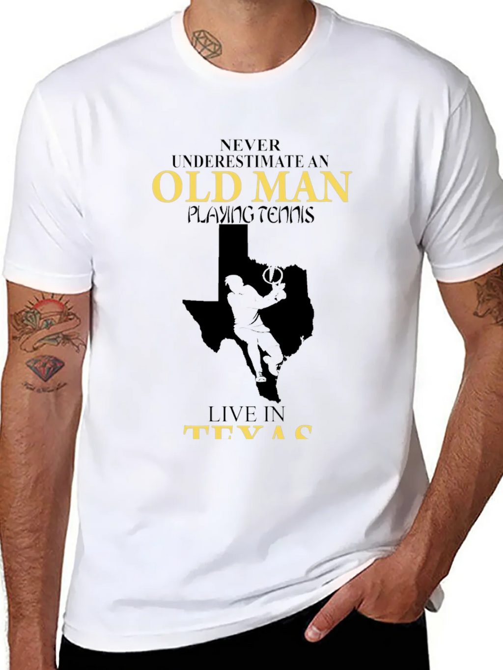 Old Man Playing Tennis in Texas Graphic Tee product image 7
