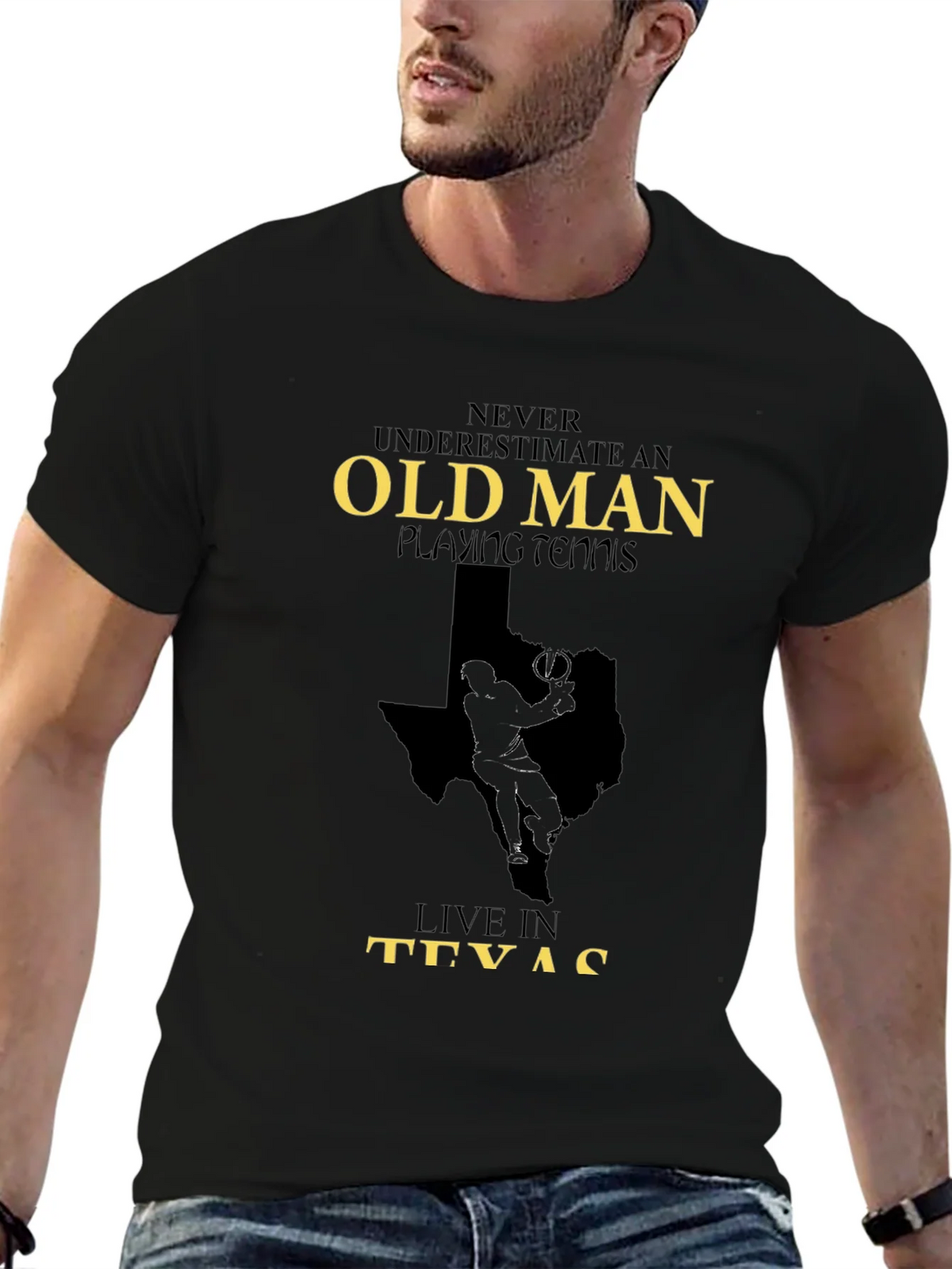Old Man Playing Tennis in Texas Graphic Tee product image 6