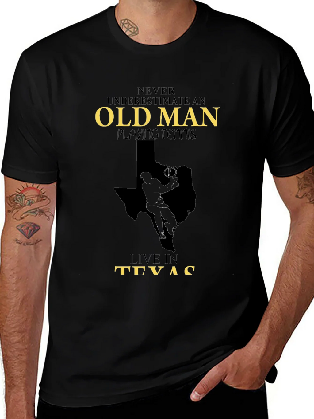 Old Man Playing Tennis in Texas Graphic Tee product image 1
