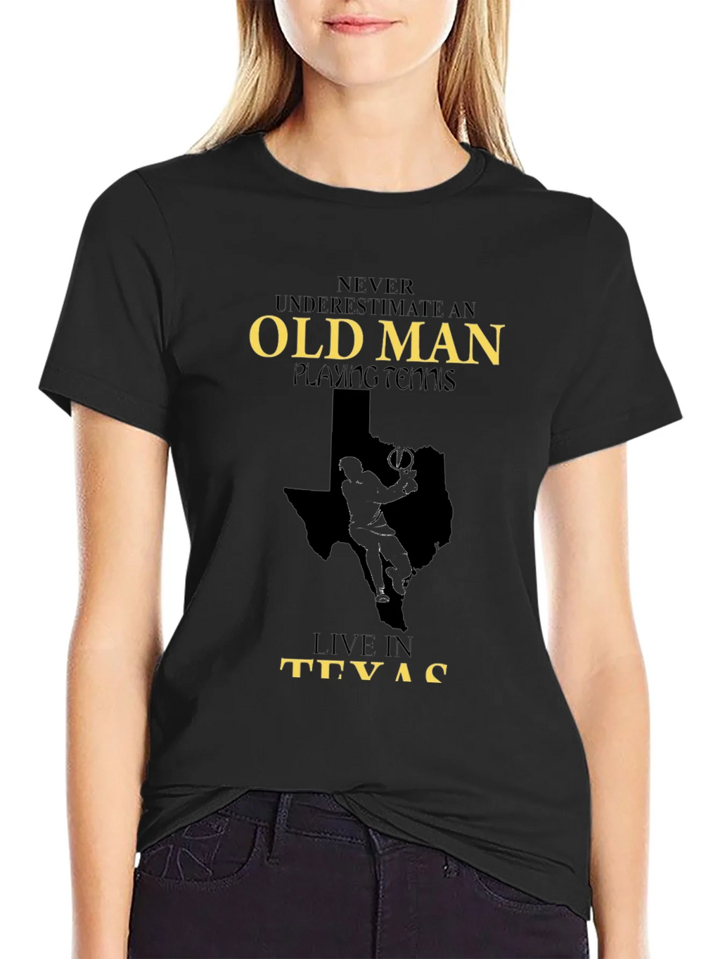 Old Man Playing Tennis in Texas Graphic Tee product image 2
