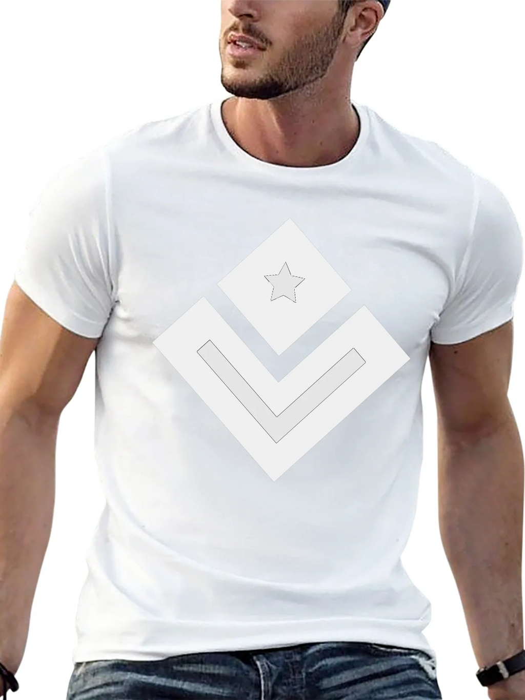 Geometric Star Graphic Tee - Modern Black Shirt product image 3