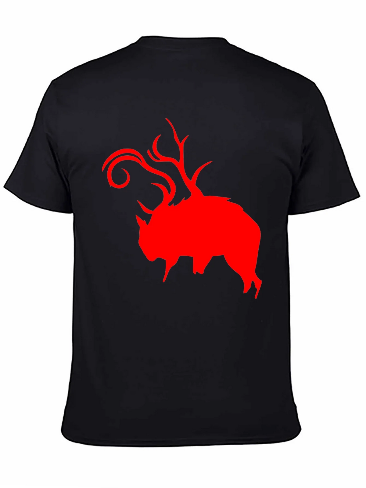 Red Buffalo Deer Head Graphic Black T-Shirt product image 4