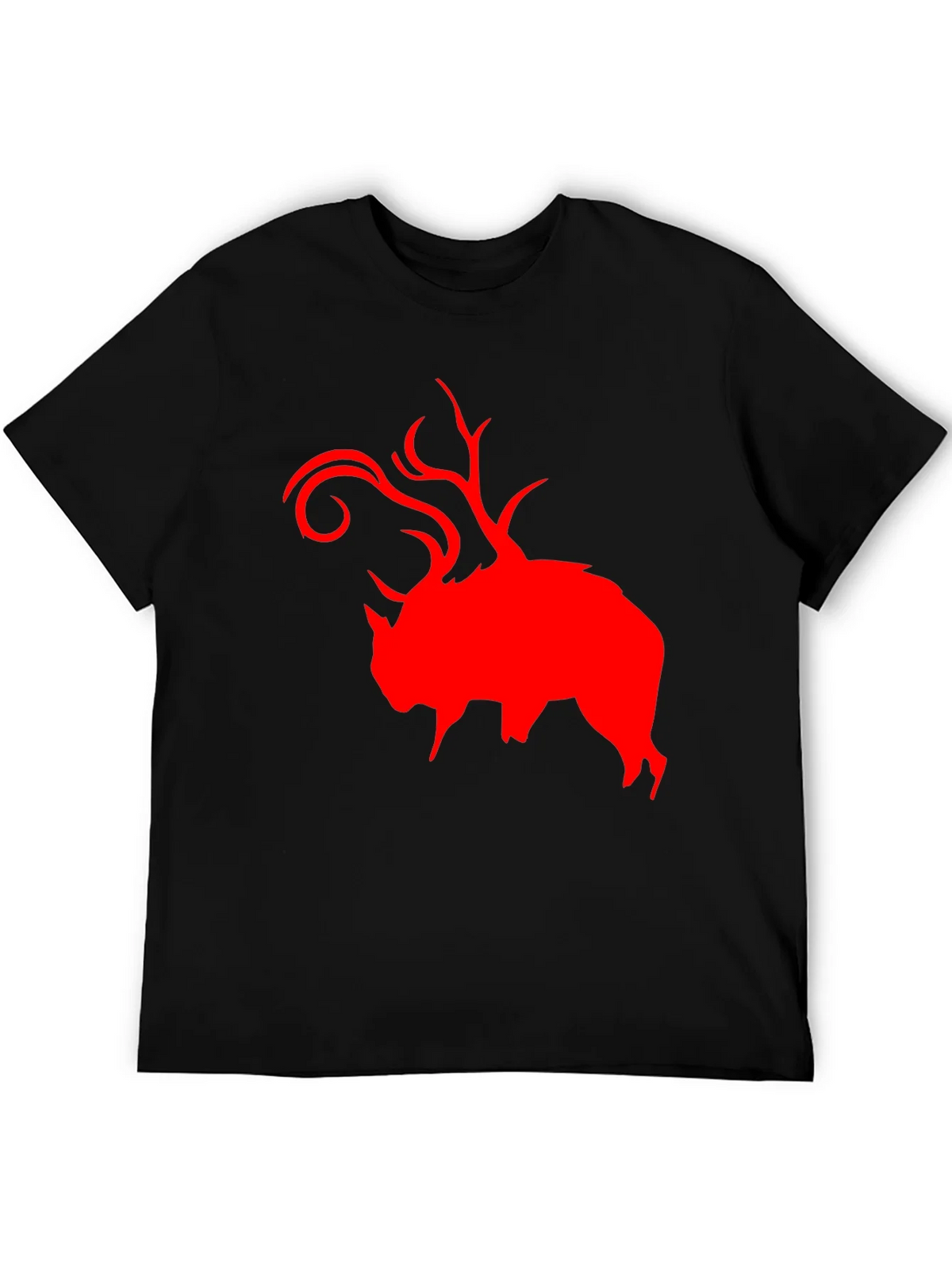Red Buffalo Deer Head Graphic Black T-Shirt product image 5
