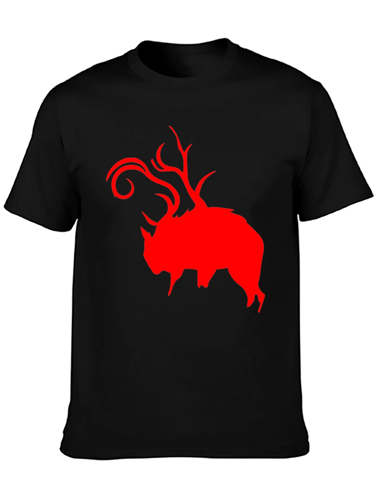 Red Buffalo Deer Head Graphic Black T-Shirt product image 3