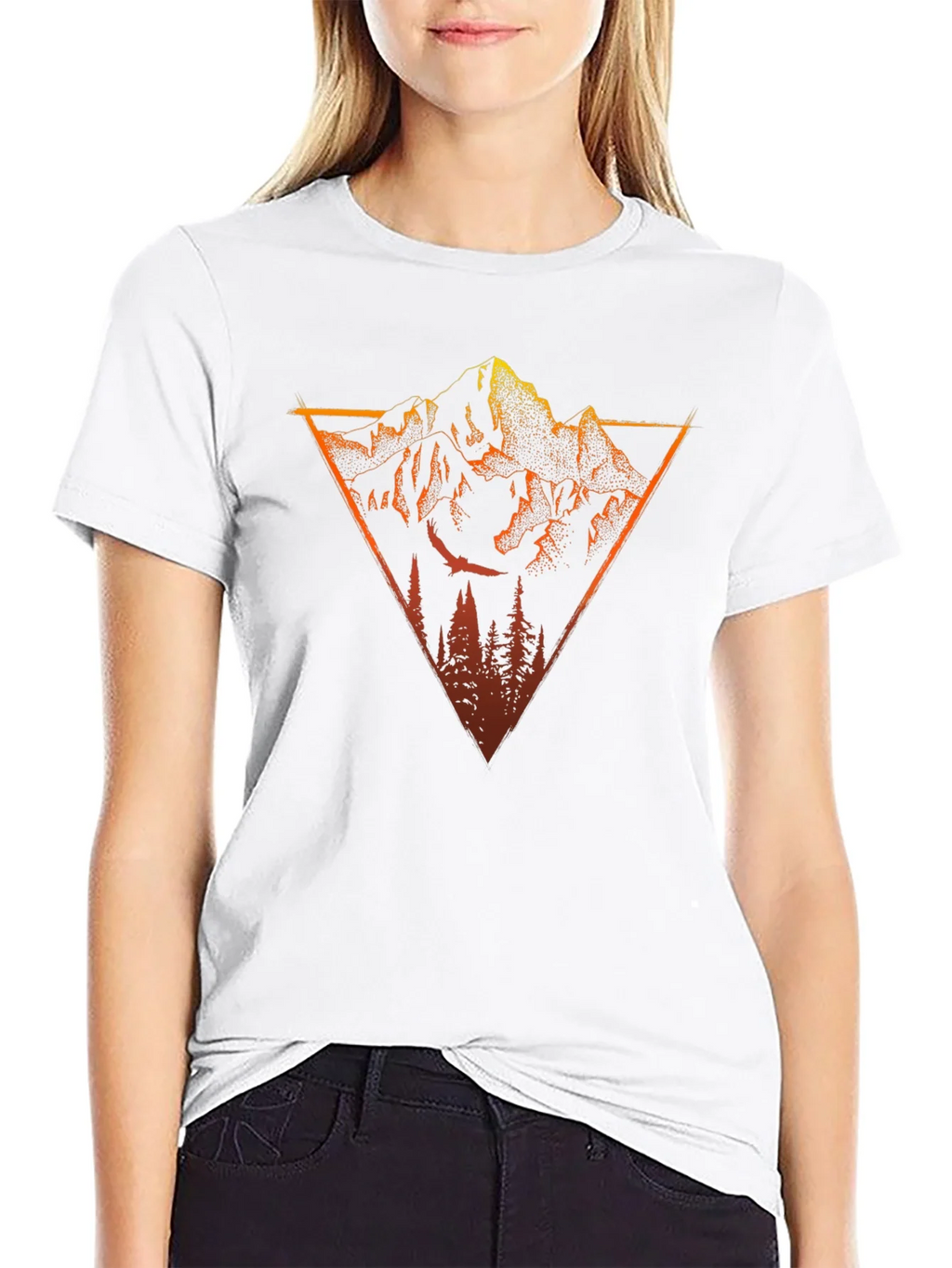 Mountain Triangle Graphic Tee - Black Cotton T-Shirt product image 8