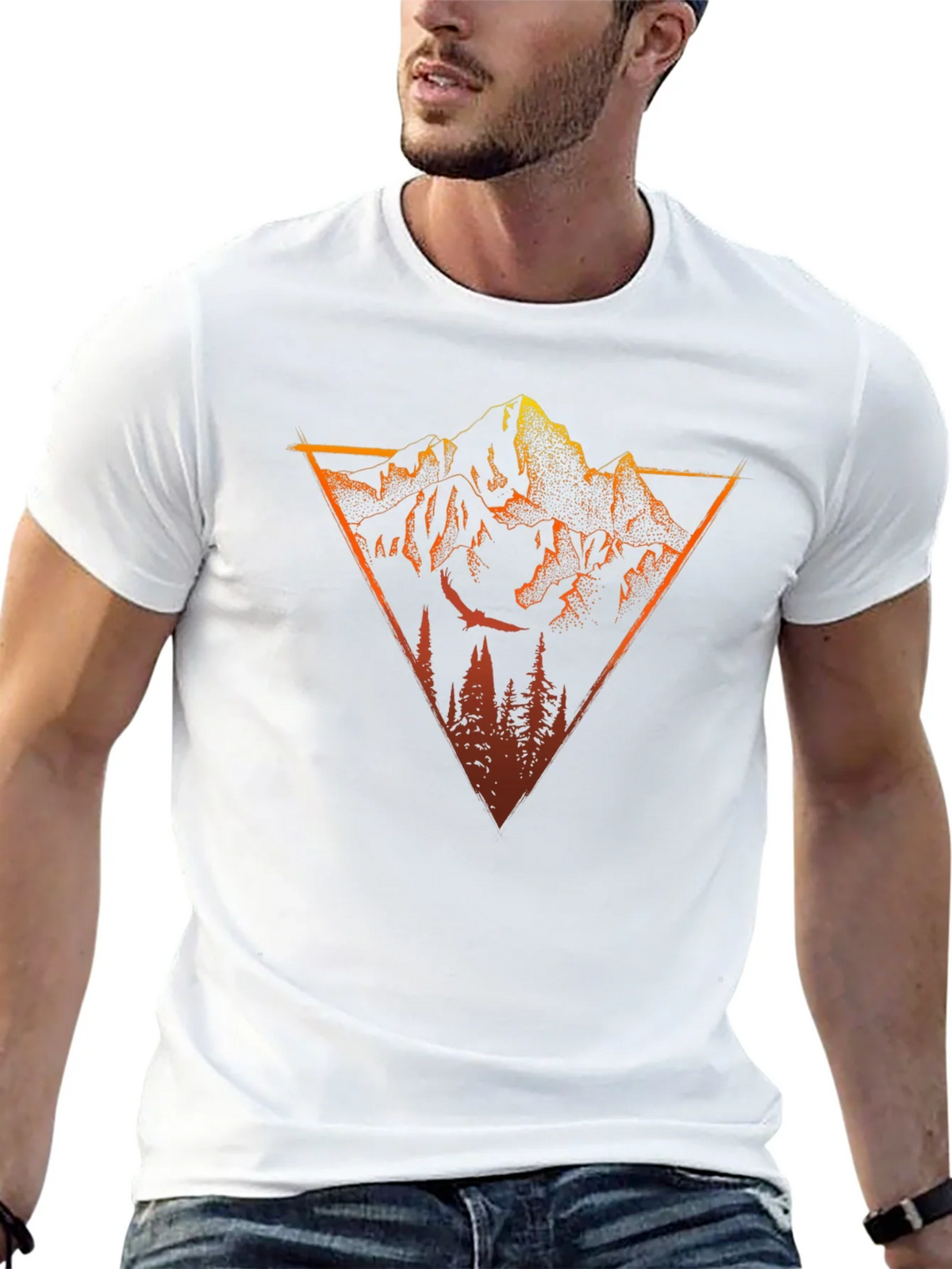 Mountain Triangle Graphic Tee - Black Cotton T-Shirt product image 12