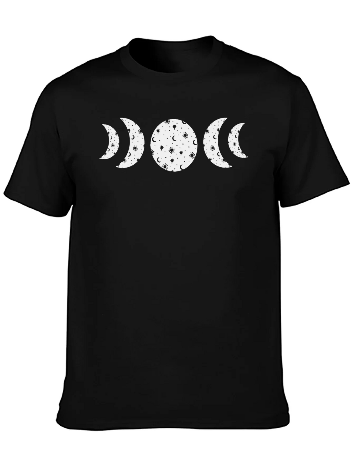 Celestial Moon Phase Graphic Tee - Black Cotton product image 3