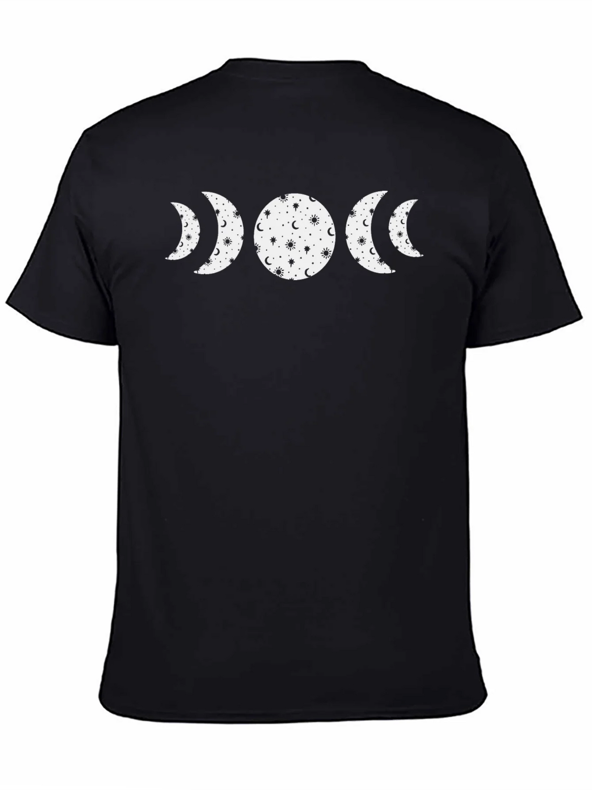Celestial Moon Phase Graphic Tee - Black Cotton product image 4